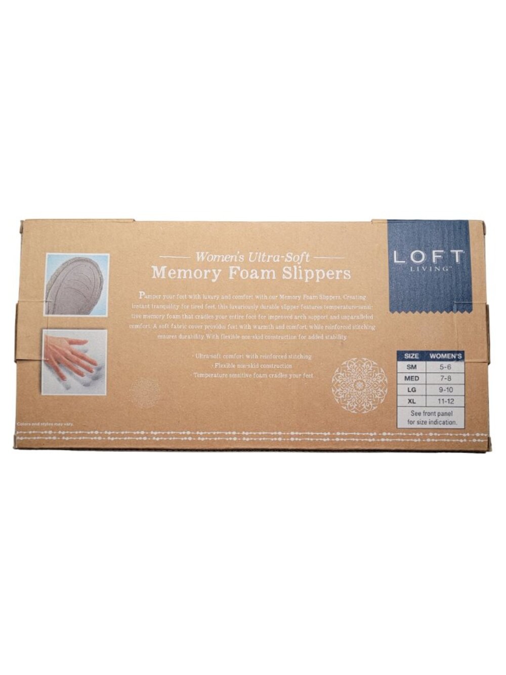 Loft Living Womens Memory Foam Slippers Med 7-8 Blue Faux Fur Non-Skid - Picture 6 of 6